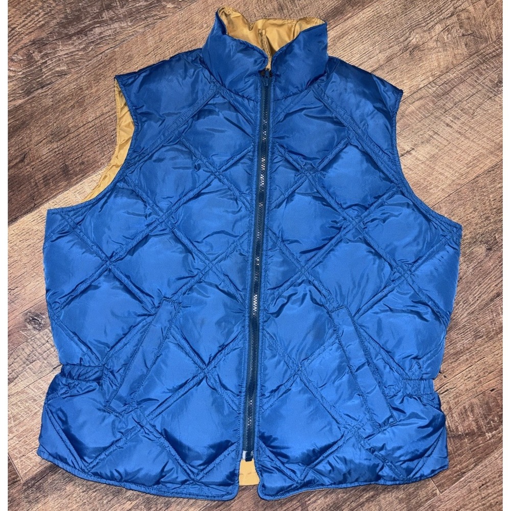 Vintage 90's Eddie Bauer Goose Down Blue Quilted Puffer Vest Men's Size Large
